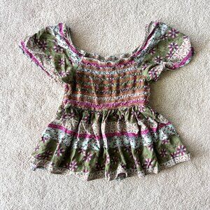 SO Juniors Smocked Short Sleeve Top XS